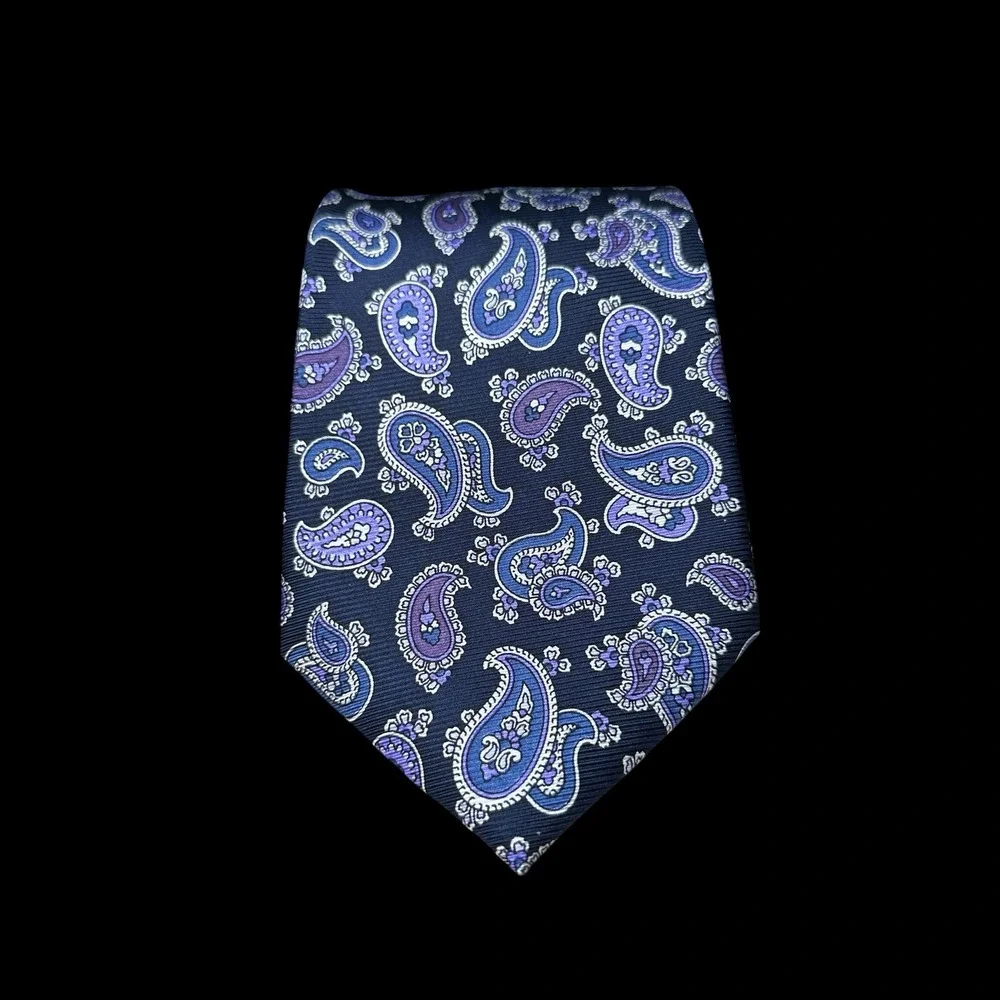 Enro Mens Silk Tie Navy Blue Purple Paisley Classic Formal Necktie 59x3.5